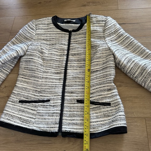 Women's Christopher & Banks Tweed Formal Blazer Jacket White Black Small Dressy - Picture 7 of 9